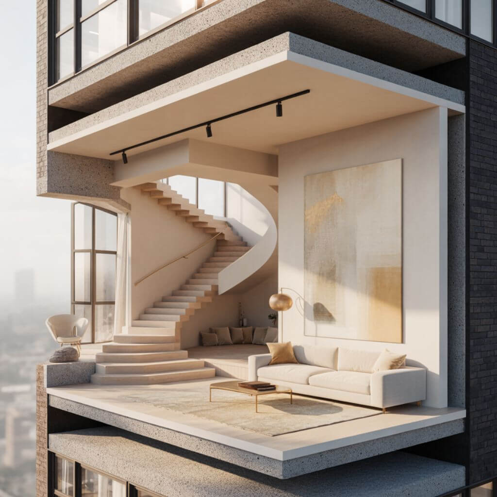 Tágas nappali új építésű budapesti eladó lakásban, XI. kerület