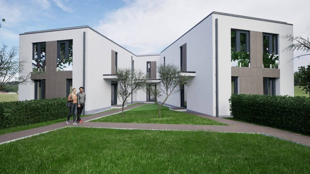 Spanyolrét Gardens eladó lakások – modern homlokzat és bejárat Budapest XI. kerületben